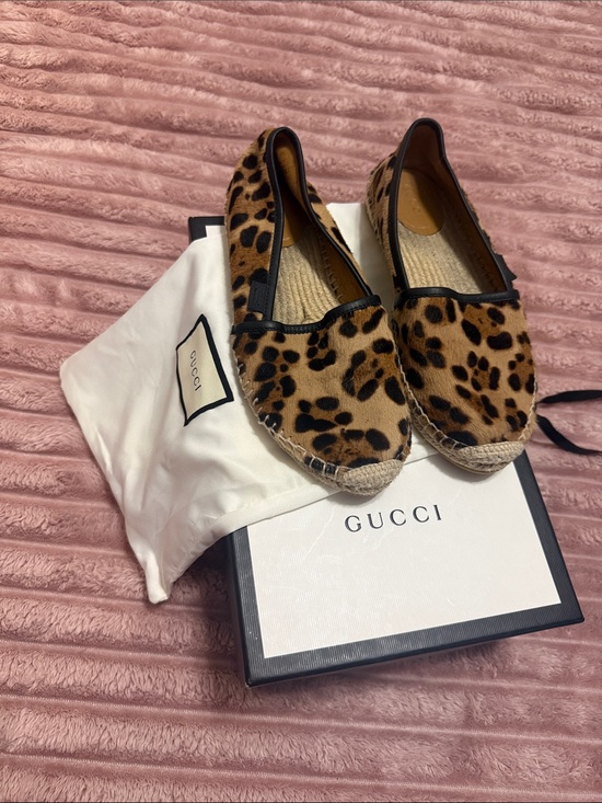 Gucci Shoes - Gucci Leopard Print Espadrilles in Tan and Black